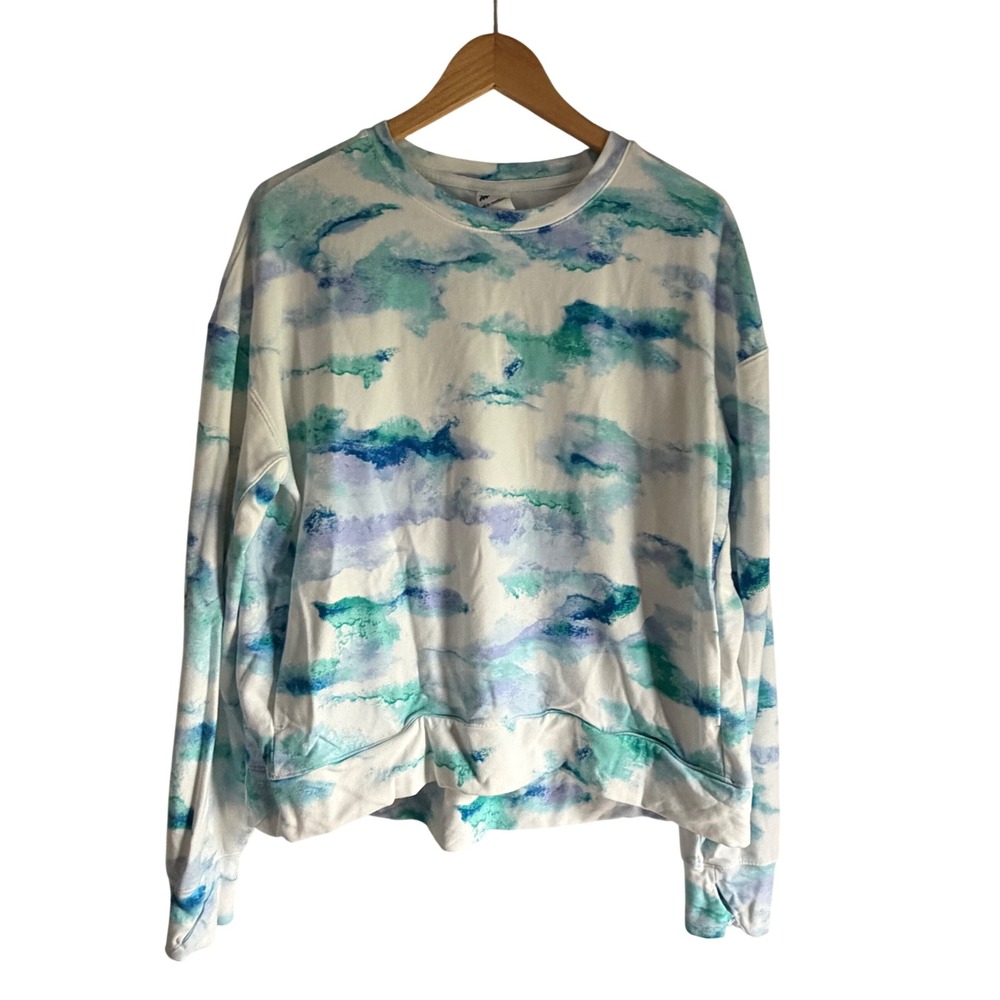 All In Motion Womens Watercolor Tie Dye Sweatshirt Blue Teal Purple Large